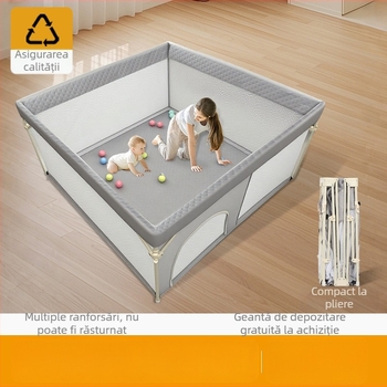 Ogradă de joacă pliabilă pentru bebeluși cu covoraș de cățărare pentru living