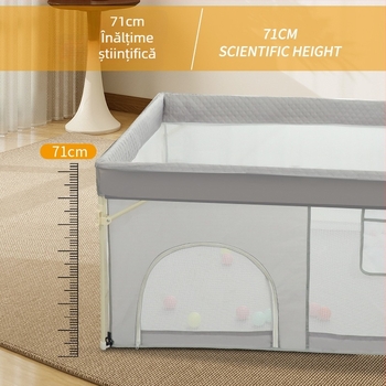 Ogradă de joacă pliabilă pentru bebeluși cu covoraș de cățărare pentru living