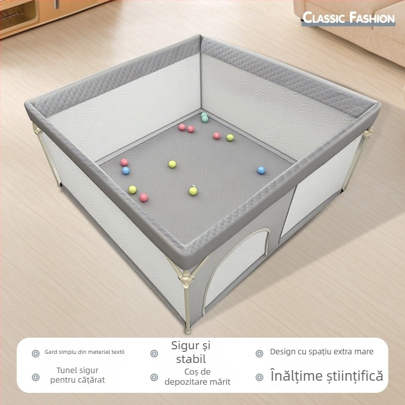 Ogradă de joacă pliabilă pentru bebeluși cu covoraș de cățărare pentru living