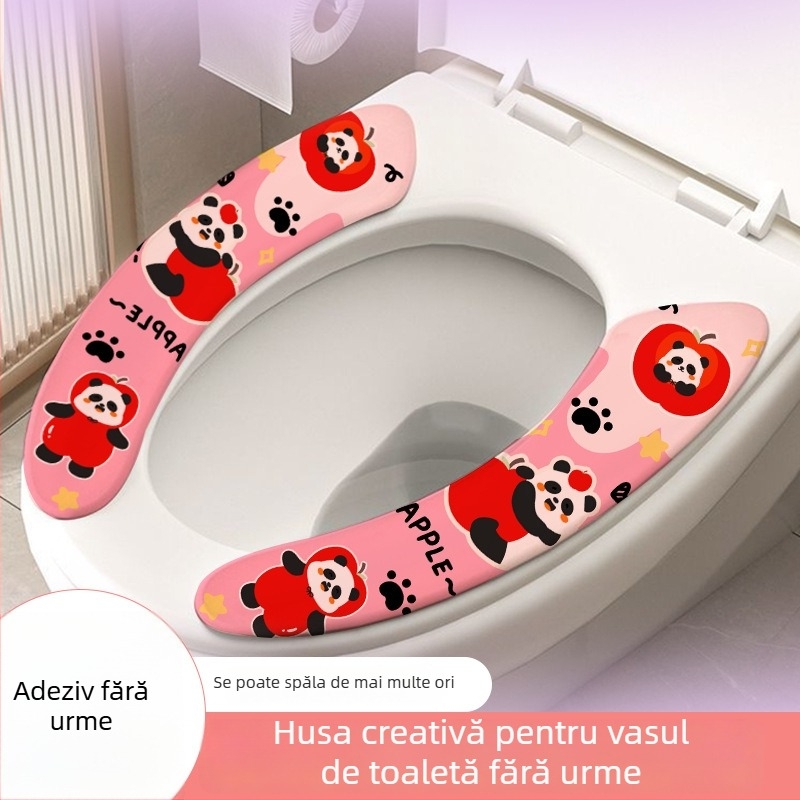 Pernă autoadezivă pentru capacul de toaletă, cu desen drăguț, pentru toate anotimpurile, deodorant pentru baie