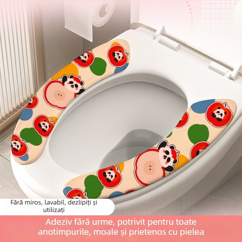 Pernă autoadezivă pentru capacul de toaletă, cu desen drăguț, pentru toate anotimpurile, deodorant pentru baie