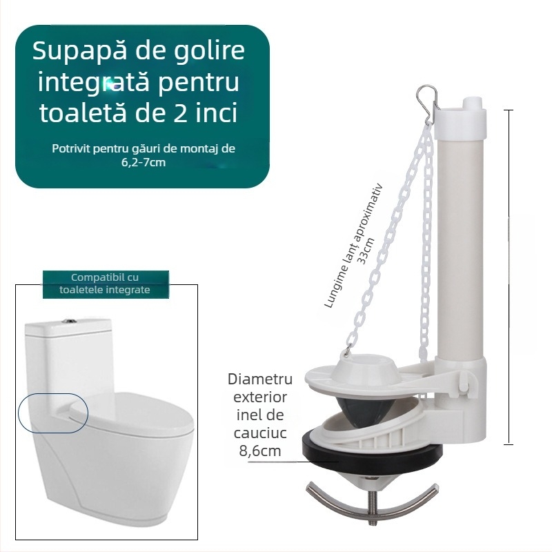 Valvă universală de drenaj pentru rezervorul de toaletă, 2 inch – accesoriu pentru evacuare, dintr-o singură piesă