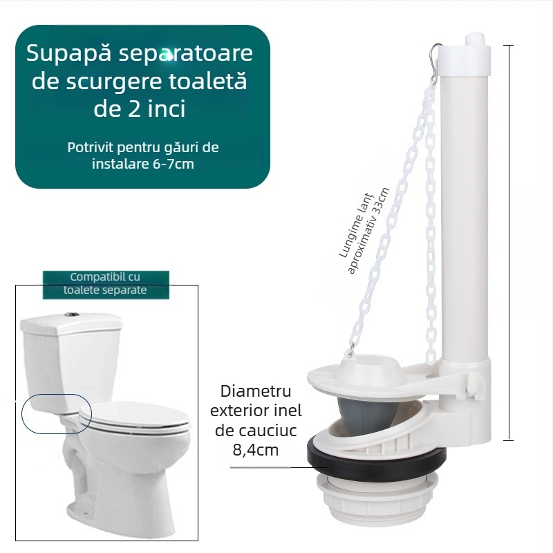 Valvă universală de drenaj pentru rezervorul de toaletă, 2 inch – accesoriu pentru evacuare, dintr-o singură piesă