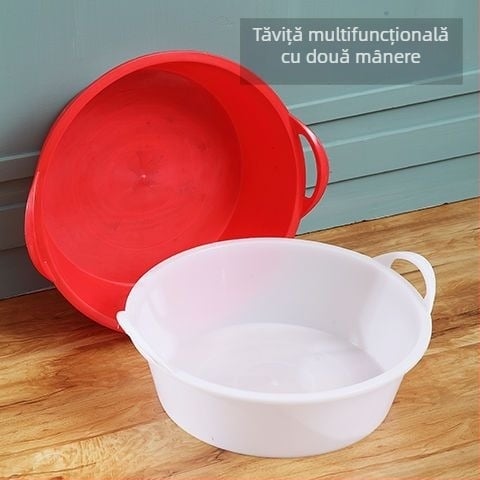 Vas din plastic alb îngroșat, rotund, pentru uz casnic, bazin de spălat, bazin pentru față și picioare, vas mic