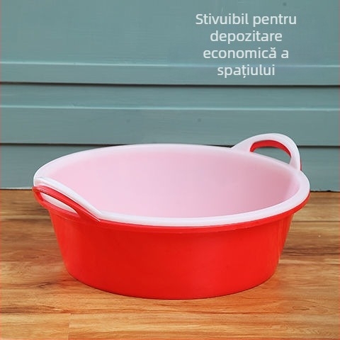 Vas din plastic alb îngroșat, rotund, pentru uz casnic, bazin de spălat, bazin pentru față și picioare, vas mic