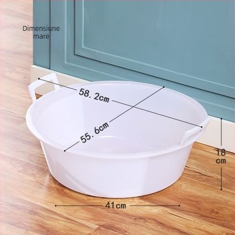 Vas din plastic alb îngroșat, rotund, pentru uz casnic, bazin de spălat, bazin pentru față și picioare, vas mic