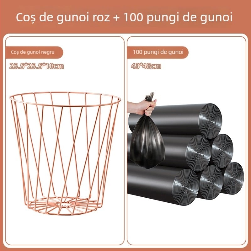 Coș de gunoi din fier, oval, 4L, pentru casă, birou, bucătărie și baie – design simplu și modern