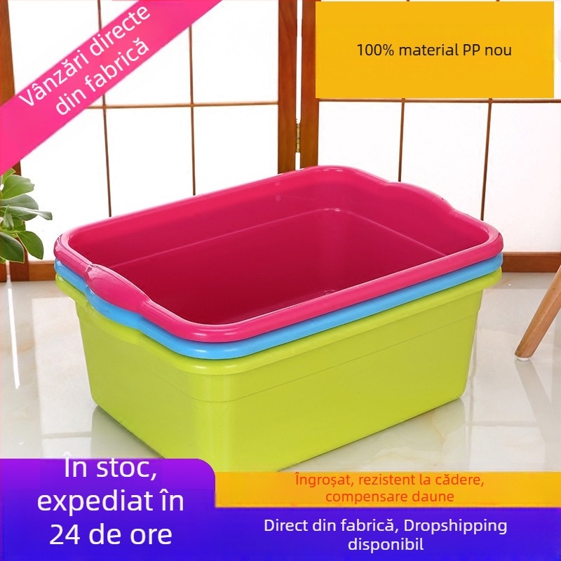 Vas dreptunghiular din plastic, capacitate mare, cutie de depozitare colorată, pentru bucătărie, de calitate alimentară, rezistent la spargere