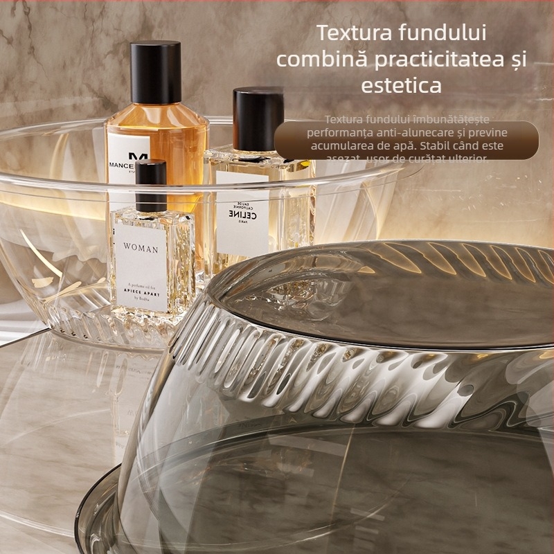 Vas de spălat din plastic pentru uz casnic, transparent cu design îngroșat și estetic ridicat; potrivit pentru spălarea feței, picioarelor și părului; dimensiuni 35,7×35,7×13 cm.