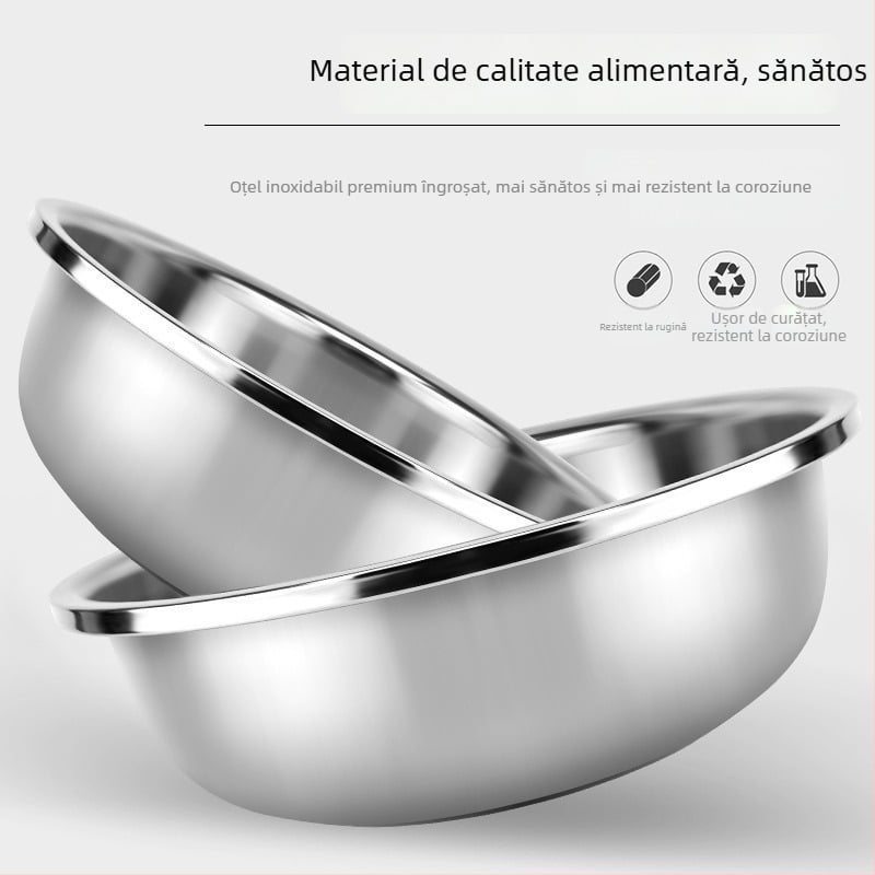 Vas circular mare din oțel inoxidabil pentru spălat legume, vas de uz casnic extra mare pentru spălarea rufelor și a picioarelor
