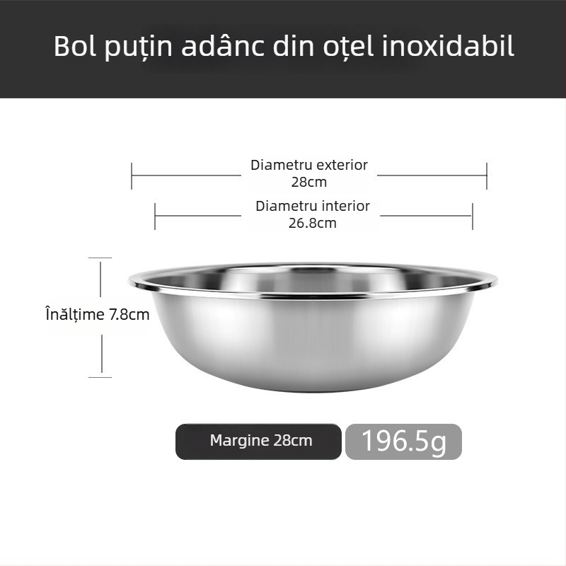 Vas circular mare din oțel inoxidabil pentru spălat legume, vas de uz casnic extra mare pentru spălarea rufelor și a picioarelor