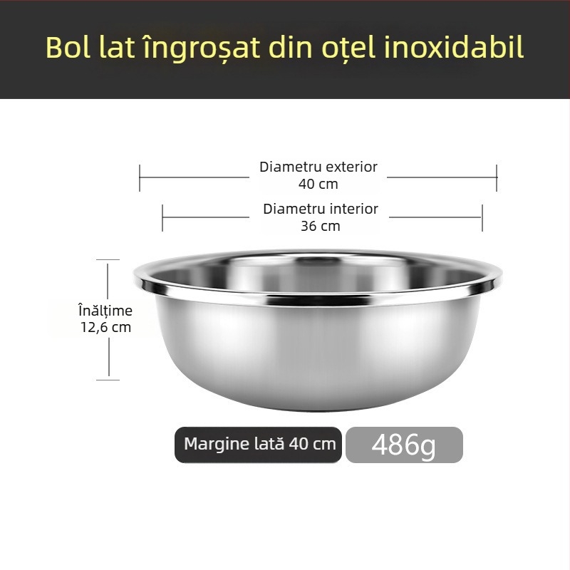Vas circular mare din oțel inoxidabil pentru spălat legume, vas de uz casnic extra mare pentru spălarea rufelor și a picioarelor