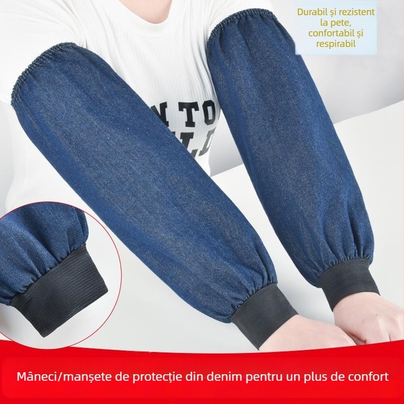 Șorț cu mâneci din denim pentru adulți – industrial, rezistent la uzură, anti-murdărire, pentru sudură
