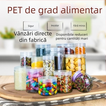 Containere din plastic pentru depozitarea cerealelor, sticle PET pentru dozare, borcane transparente