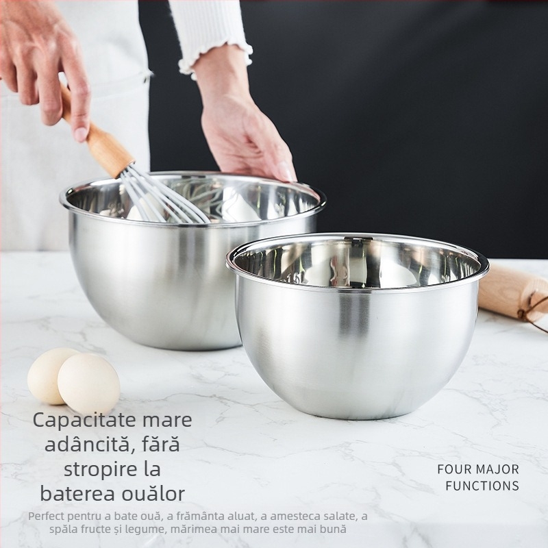 Bol de mixare din oțel inoxidabil gros, adânc, antiaderent, pentru aluat și spălat legume, potrivit pentru bucătărie casnică și profesională.