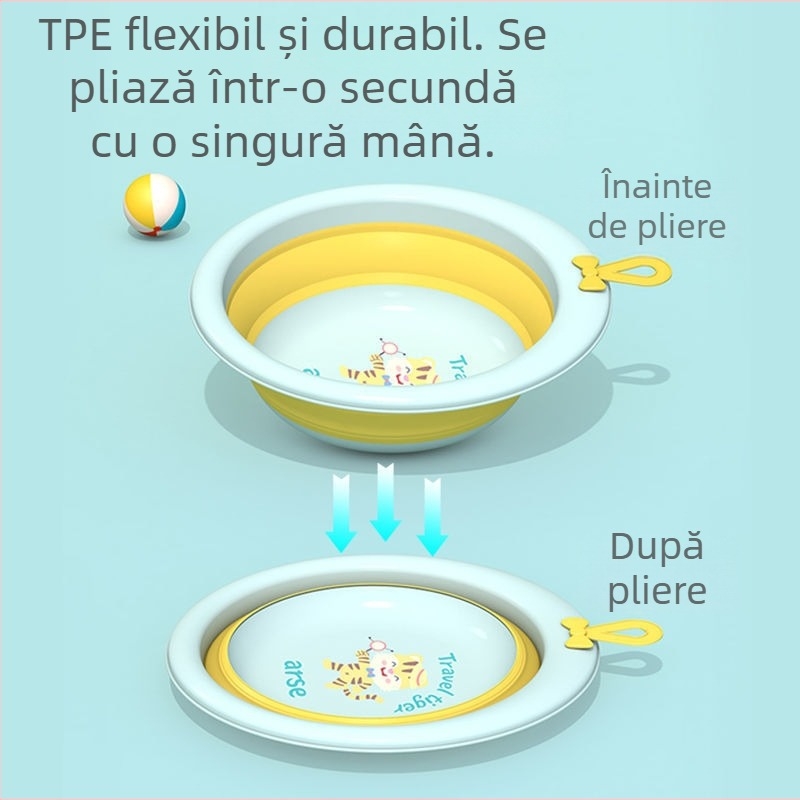 Bazina de baie pliabilă pentru bebeluși – set de trei piese pentru nou-născuți și copii