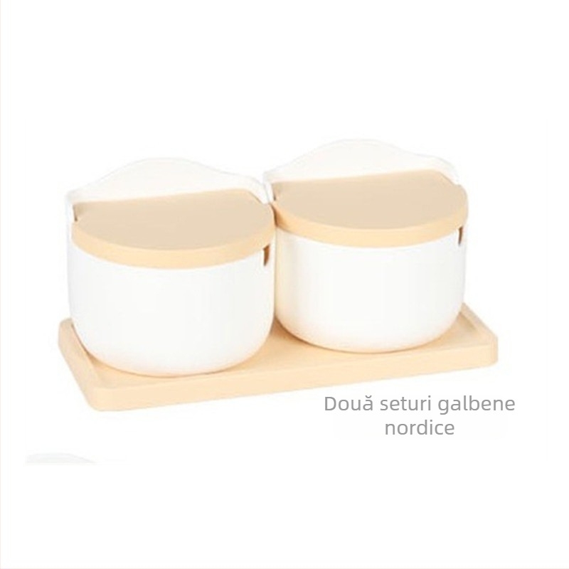 Set din trei piese pentru condimente din ceramică, stil minimalist, japonez