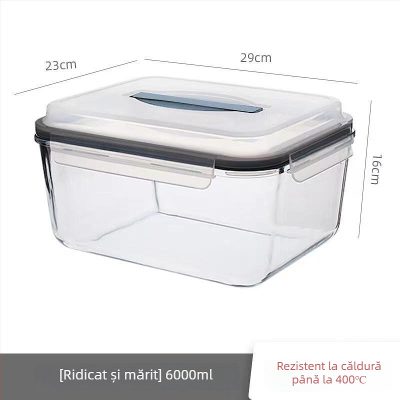 Recipient din sticlă borosilicat, capac mare, pentru murături, etanș, sigur pentru cuptor cu microunde și cuptor, depozitare în frigider