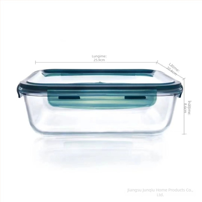 Recipient din sticlă borosilicat, capac mare, pentru murături, etanș, sigur pentru cuptor cu microunde și cuptor, depozitare în frigider