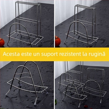 Suport pentru cuțite din oțel inoxidabil, organizator de bucătărie cu spațiu pentru cuțite și plăci de tăiat, fixat pe perete