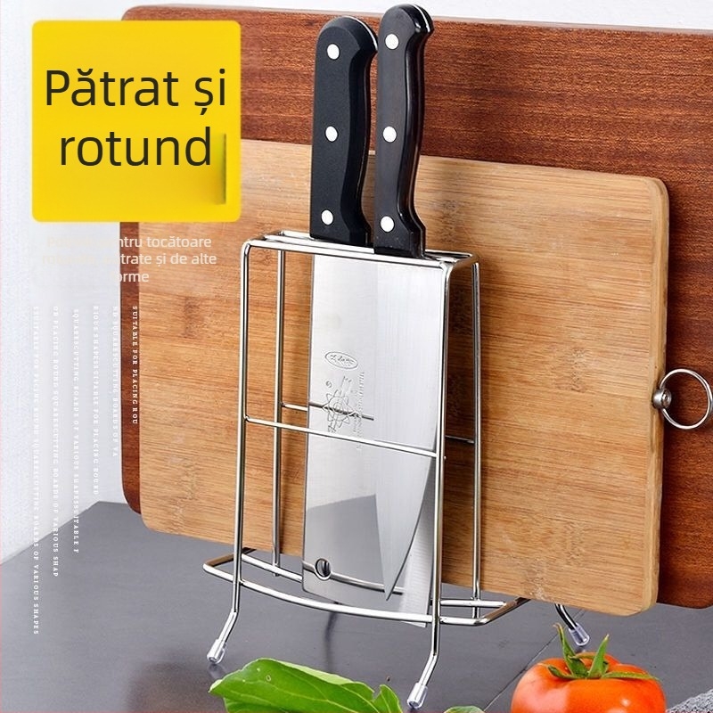 Suport pentru cuțite din oțel inoxidabil, organizator de bucătărie cu spațiu pentru cuțite și plăci de tăiat, fixat pe perete
