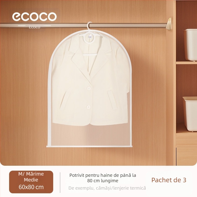 Husă transparentă de haine pentru protecție împotriva prafului, pentru haine lungi, paltoane, costume și gecile din puf