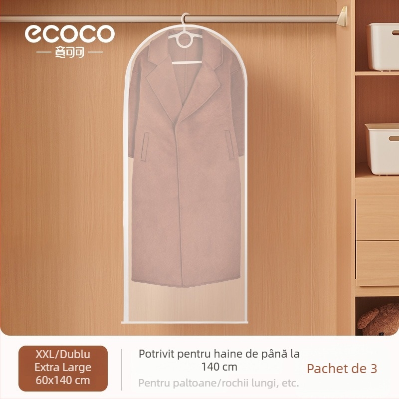 Husă transparentă de haine pentru protecție împotriva prafului, pentru haine lungi, paltoane, costume și gecile din puf