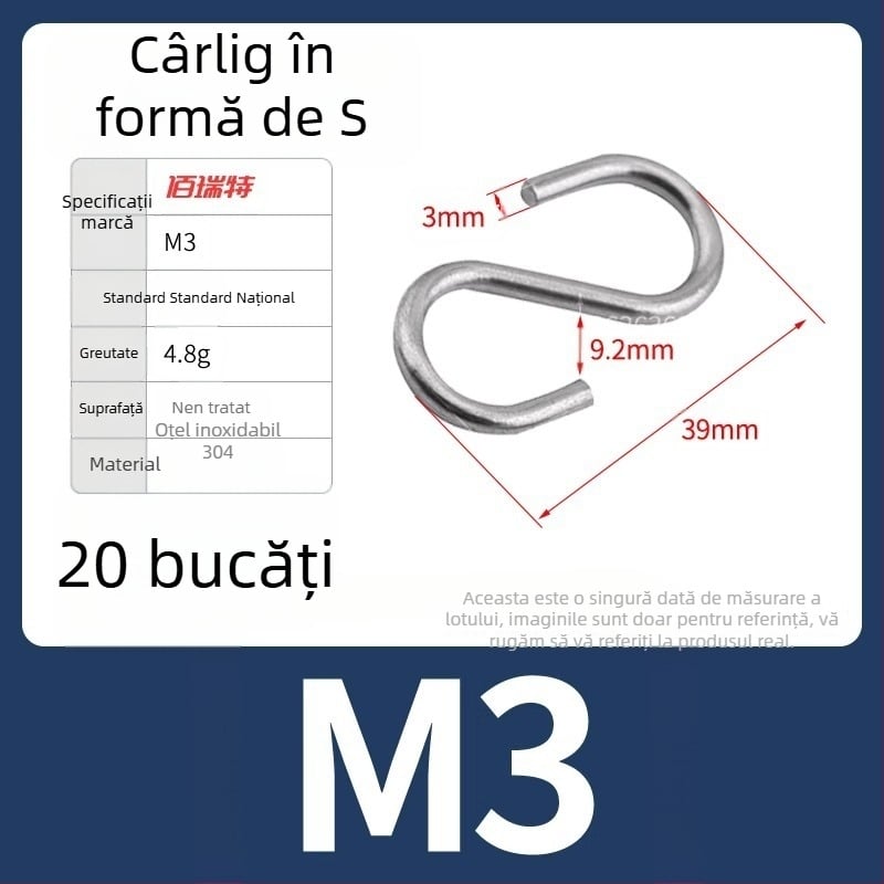 Cuier din oțel inoxidabil 304, în formă S, cu spațiu de depozitare pentru paltoane și pălării