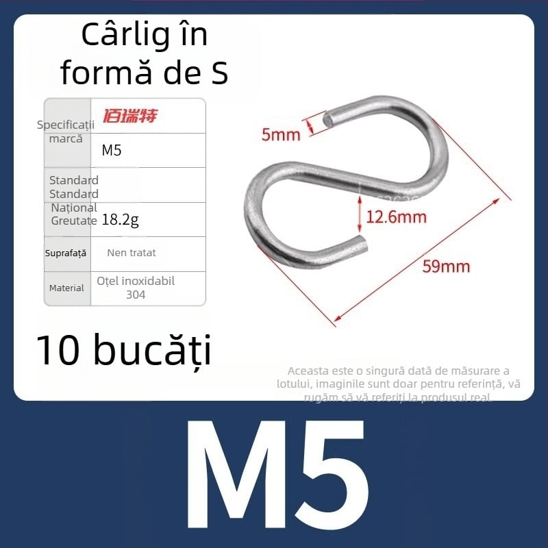 Cuier din oțel inoxidabil 304, în formă S, cu spațiu de depozitare pentru paltoane și pălării