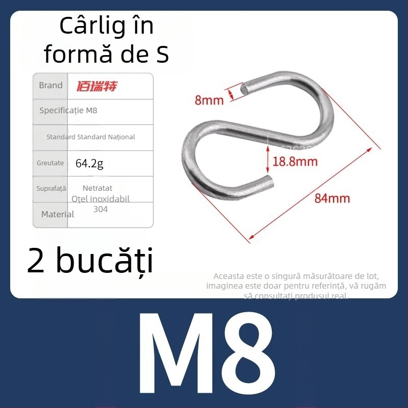 Cuier din oțel inoxidabil 304, în formă S, cu spațiu de depozitare pentru paltoane și pălării