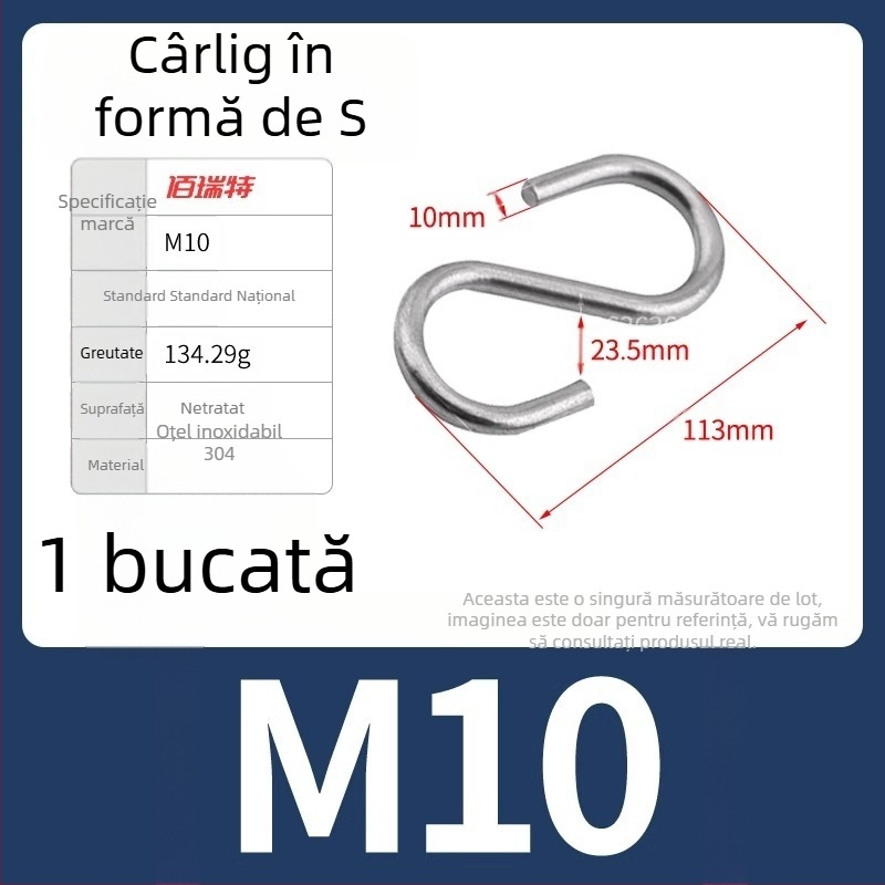 Cuier din oțel inoxidabil 304, în formă S, cu spațiu de depozitare pentru paltoane și pălării