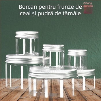Set cu flacoane pentru pulbere de tămâie și borcane PET transparente cu capac din aluminiu; borcane pentru ceai, cutie de perle și unelte pentru ceremonialul de tămâiere