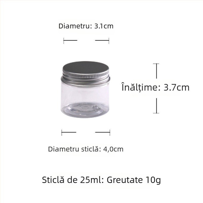 Set cu flacoane pentru pulbere de tămâie și borcane PET transparente cu capac din aluminiu; borcane pentru ceai, cutie de perle și unelte pentru ceremonialul de tămâiere