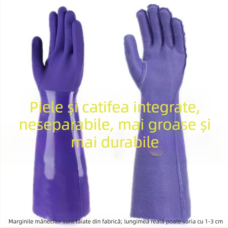 Mănuși de vase din velur, căptușite cu fleece, groase pentru căldură, latex impermeabil pentru bucătăria de acasă