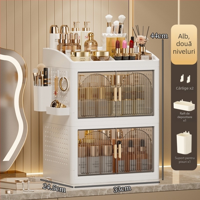 Organizator cosmetic pentru masă, cutie de depozitare pentru machiaj și raft pliabil pentru sufragerie