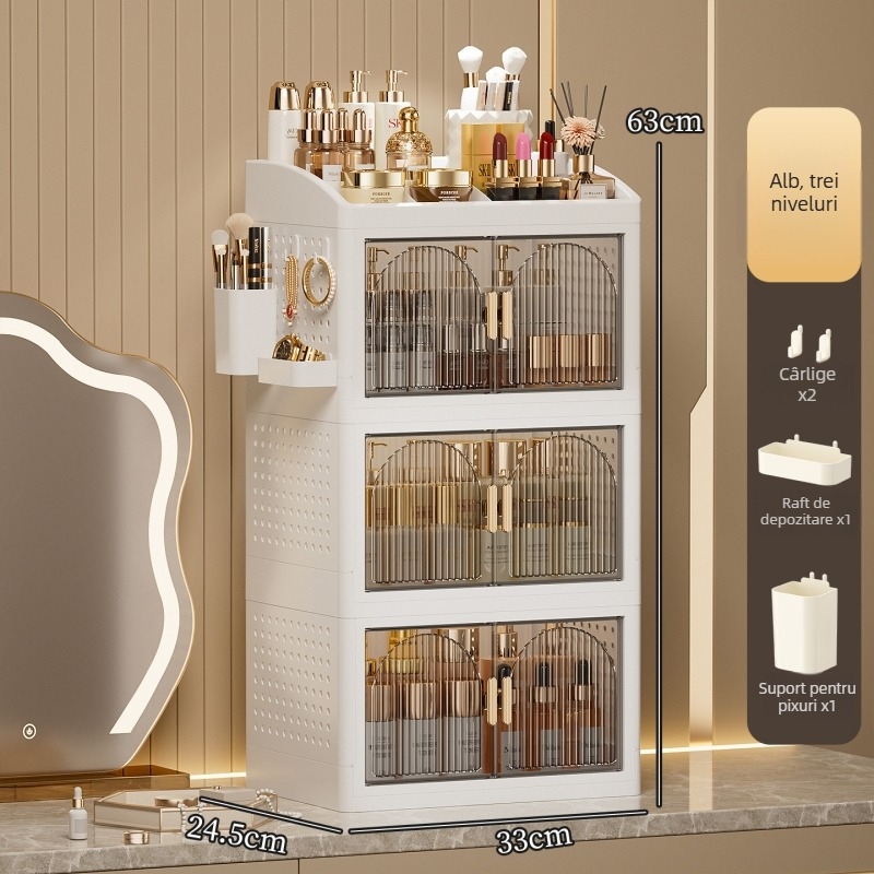 Organizator cosmetic pentru masă, cutie de depozitare pentru machiaj și raft pliabil pentru sufragerie