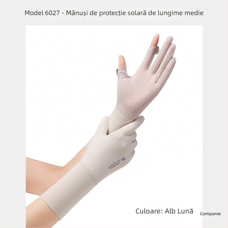 Mănuși cu protecție UV și manșete din ice silk pentru femei, lungi, respirabile, cu capac rabatabil pentru ecran tactil, anti-derapare, vară în aer liber