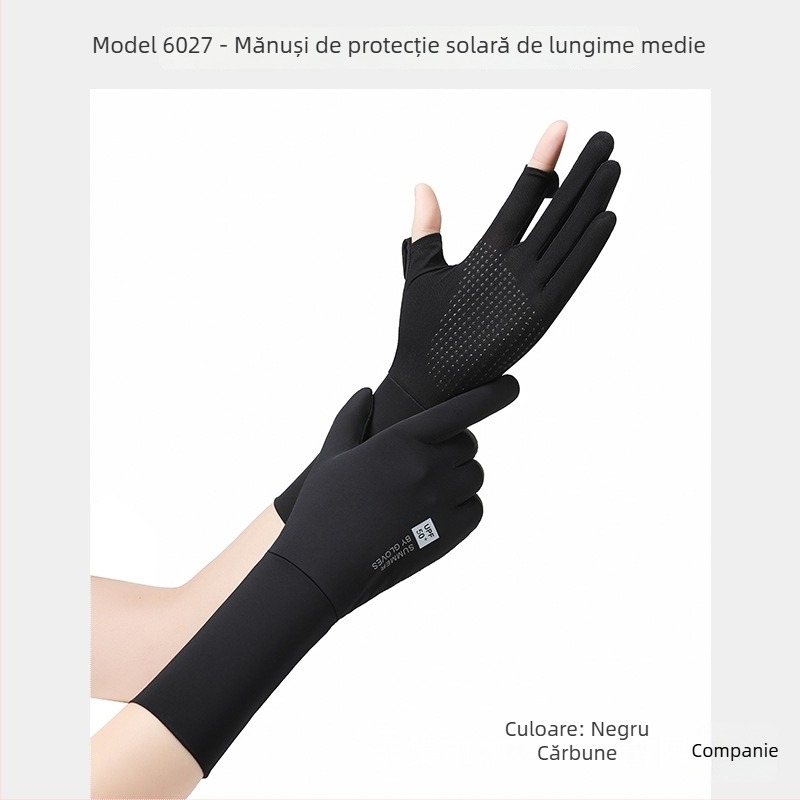 Mănuși cu protecție UV și manșete din ice silk pentru femei, lungi, respirabile, cu capac rabatabil pentru ecran tactil, anti-derapare, vară în aer liber