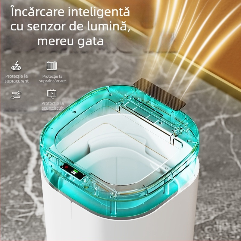 Coș de gunoi inteligent cu senzor pentru bucătărie, capacitate mare 18–25 L, lumină albastră antibacteriană, montaj pe perete