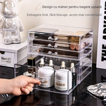 Ladă de depozitare pentru cosmetice cu sertare, rezistentă la praf, capacitate mare – organizator de birou pentru îngrijire a pielii și machiaj