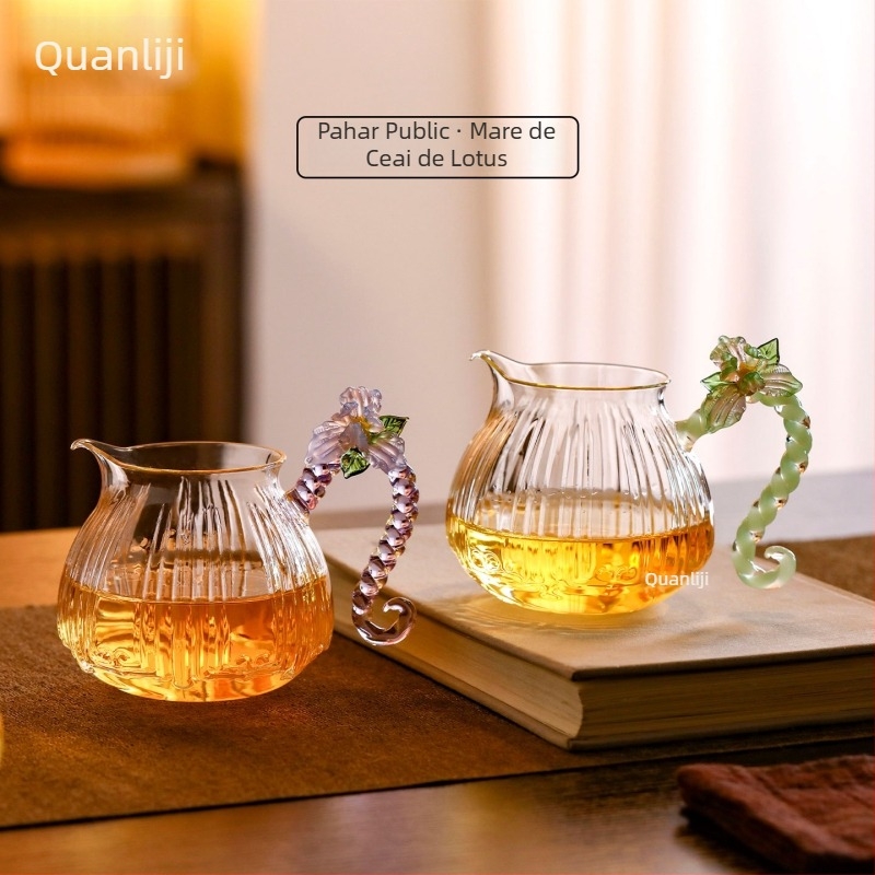 Set ceai Lianjun, stil modern, infuzor rezistent la căldură, sticlă borosilicat pentru separarea ceaiului de apă și strecurător de ceai premium