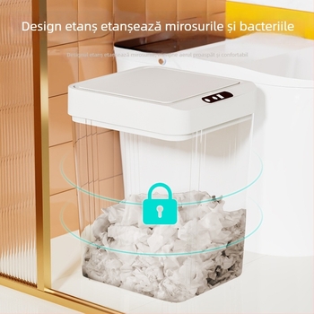 Coș de gunoi cu senzor pentru uz casnic, capac etanș, 13 L, ABS gros, coș inteligent de gunoi
