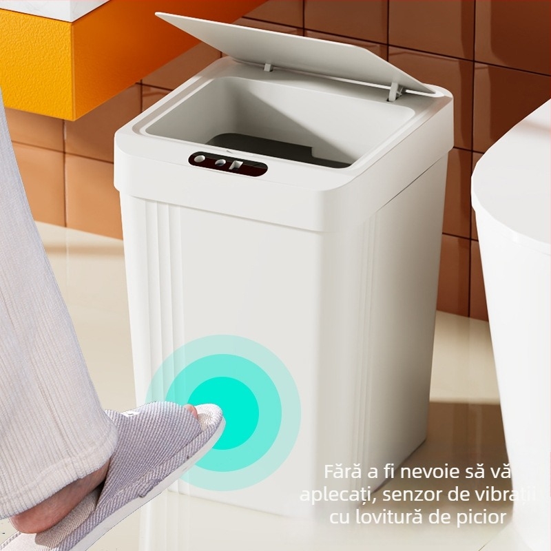 Coș de gunoi cu senzor pentru uz casnic, capac etanș, 13 L, ABS gros, coș inteligent de gunoi