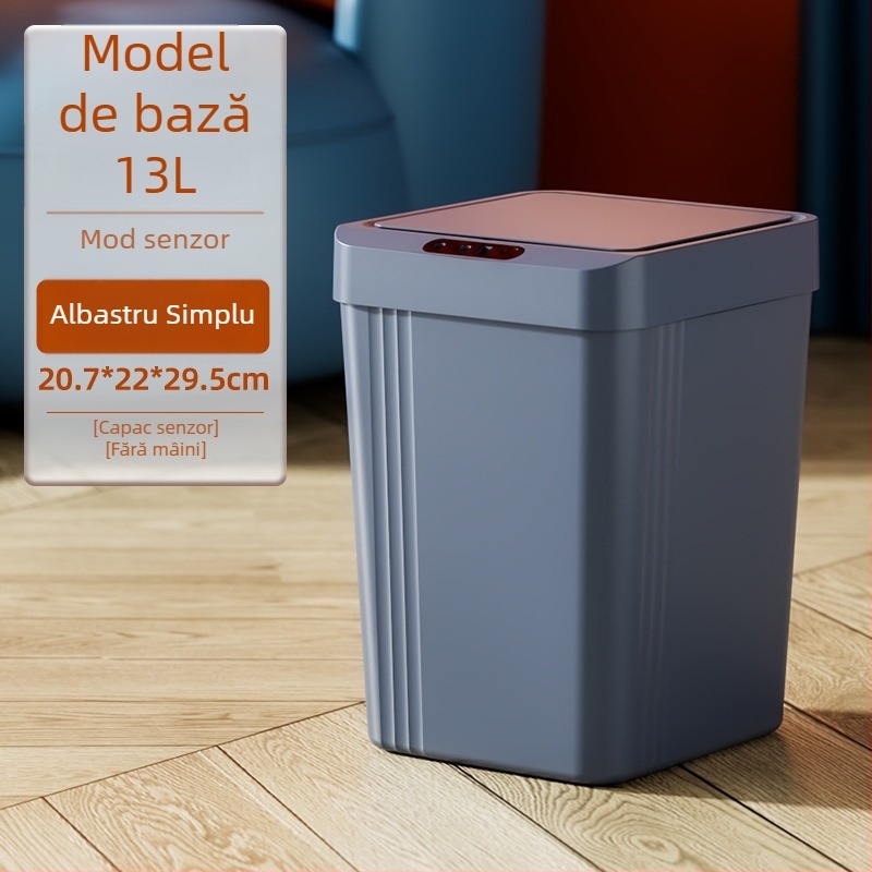Coș de gunoi cu senzor pentru uz casnic, capac etanș, 13 L, ABS gros, coș inteligent de gunoi