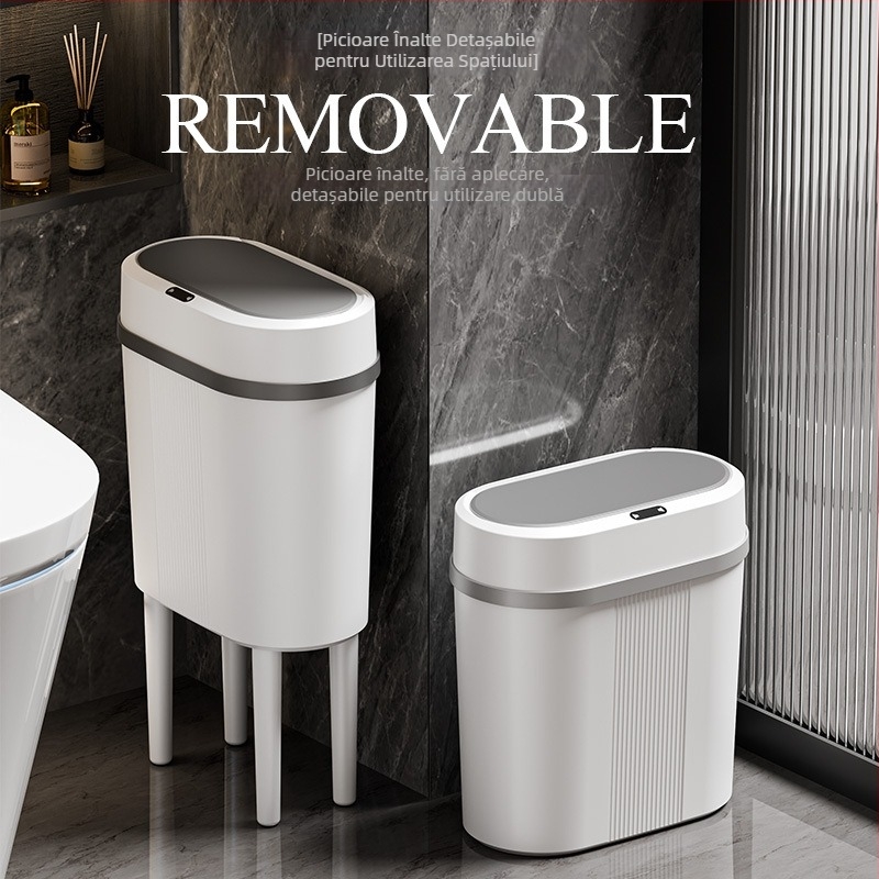 Yujia 1002 Coș inteligent de gunoi pentru uz casnic – sufragerie, capacitate 9–12 L, detașabil, cu picioare înalte, design pătrat, deschidere cu senzor