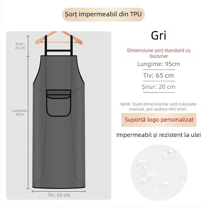 Șorț TPU impermeabil și rezistent la ulei pentru bucătărie și uz casnic, șorț de talie semi-transparent pentru uscarea mâinilor și manipularea produselor din apă.