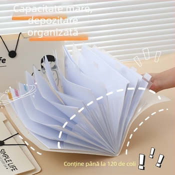 Dosar creativ cu personaje de desene animate, organizator acordeon cu 5-8 compartimente, pentru elevi, cu pagini inserabile