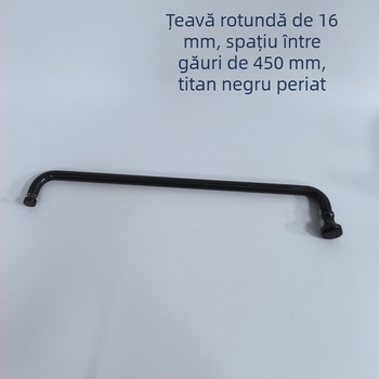 Mâner pentru ușă de duș din sticlă, oțel inoxidabil, negru mat, modelul A-30, 16 mm tub rotund, distanța între găuri 450 mm, stil modern minimalist