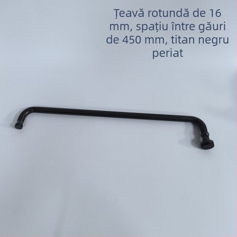 Mâner pentru ușă de duș din sticlă, oțel inoxidabil, negru mat, modelul A-30, 16 mm tub rotund, distanța între găuri 450 mm, stil modern minimalist