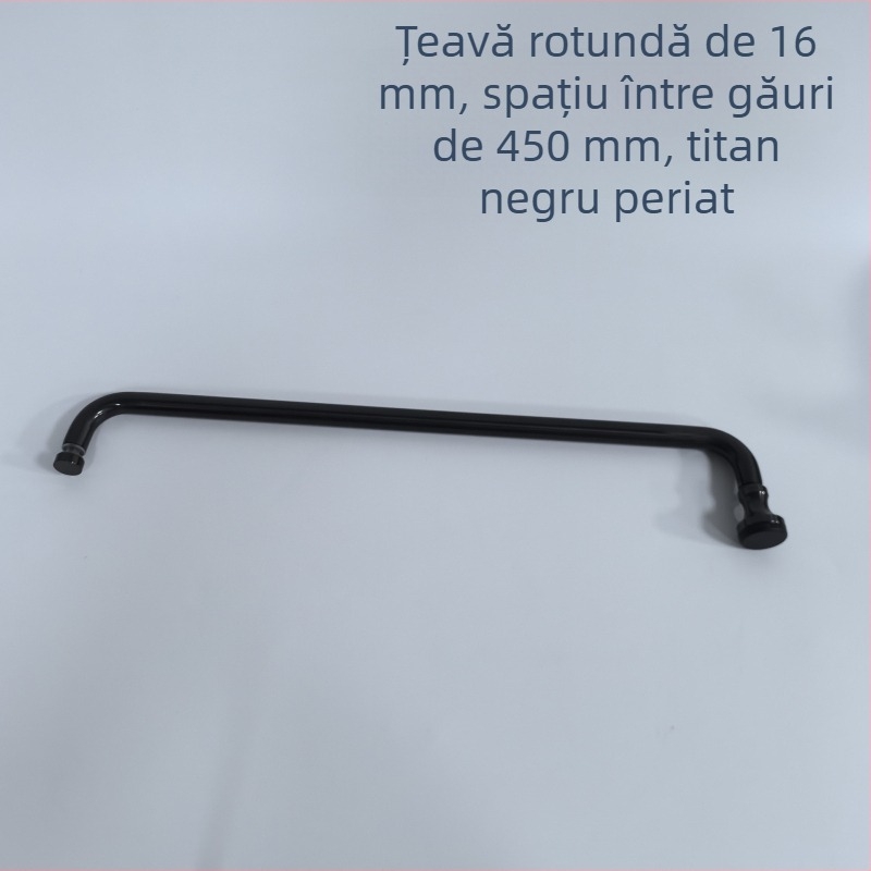 Mâner pentru ușă de duș din sticlă, oțel inoxidabil, negru mat, modelul A-30, 16 mm tub rotund, distanța între găuri 450 mm, stil modern minimalist